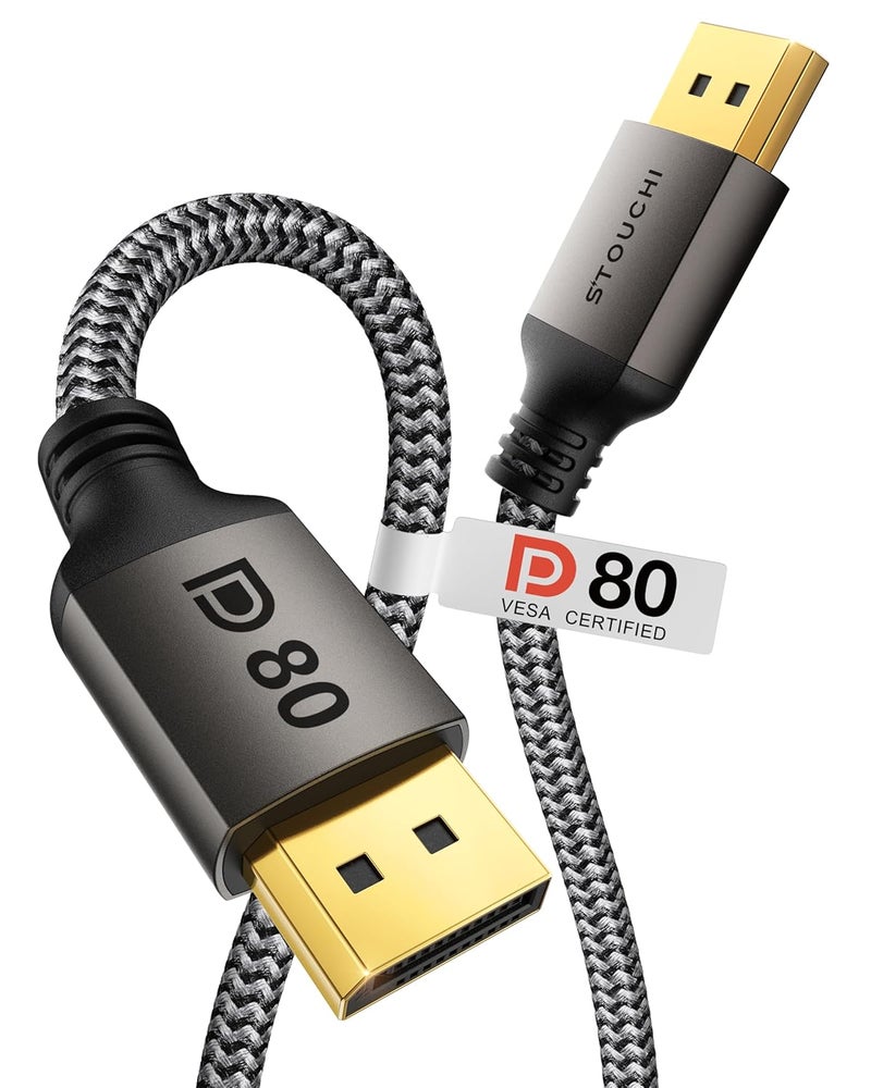 Stouchi DisplayPort 2.1 Cable (VESA Certified) 1.5FT, 80Gbps [16K@120Hz / 8K@240Hz / 4K@540Hz], HDR, HDCP, DSC 1.2a, FreeSync, G-Sync, DP Cable for Gaming Monitor, RTX 5090,RX 9070,RTX 6000 Ada - Image 1